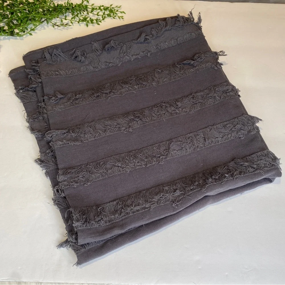 Juspurbet Grey Fringe Euro Sham Single Pillow Cover With Zipper Closure